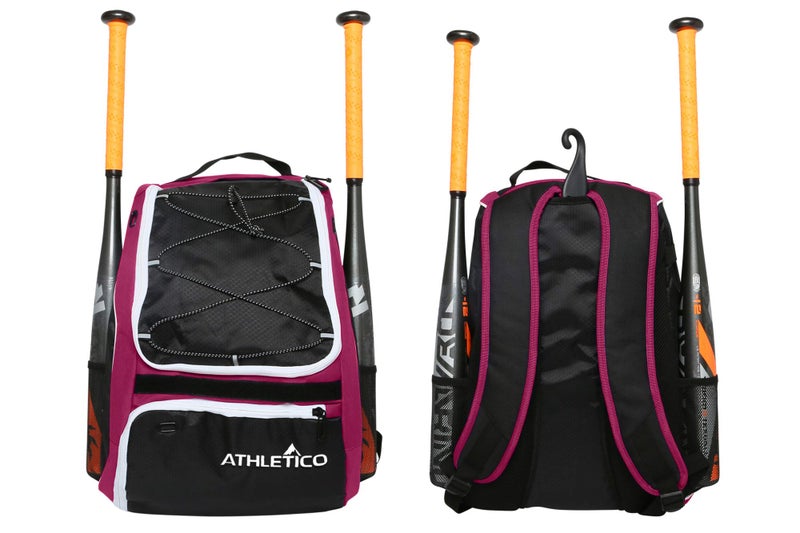 Athletico Baseball Bat Bag - Backpack for Baseball, T-Ball & Softball Equipment & Gear for Youth and Adults | Holds Bat, Helmet, Glove, & Shoes |Shoe Compartment & Fence Hook (Maroon) - Image 4